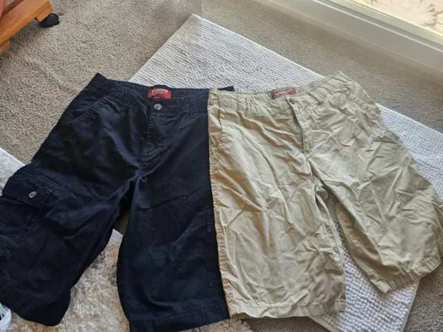 Arizona Jean Co Shorts Boys 16 Husky Black Khaki Cargo Mid Rise Lot Bundle AC