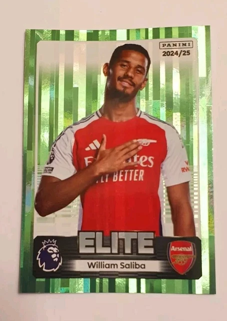 Parallel Panini Sticker PANINI 2025 PREMIER League Elite Sticker William Saliba Green Parallel ...