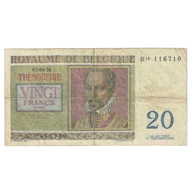 [#179820] Banknote, Belgium, 20 Francs, 1956, 1956-04-03, KM:132b, VF