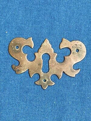 Antique Brass Chippendale Batwing Escutcheon Key Hole Cover Reclaimed Hardware