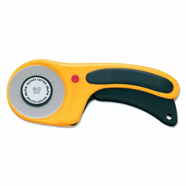 OLFA 60mm Deluxe Ergonomic Rotary Cutter Trimmer - Quilting Fabric RTY3DX