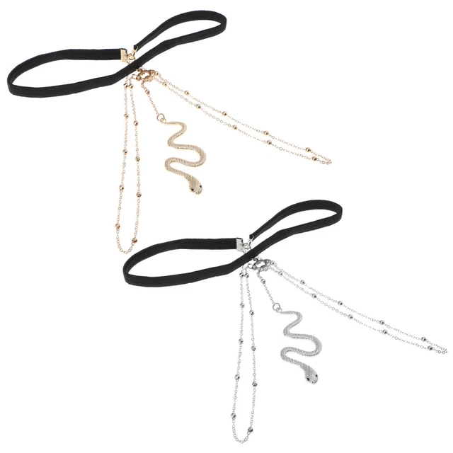 2 Pcs Leg Chain Alloy Woman Crystal Snake Jewelry Rhinestone Belt