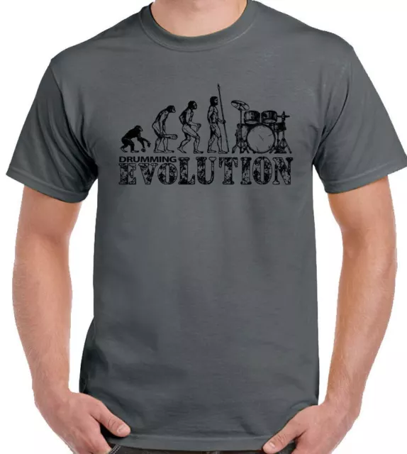 Drumming T-Shirt Evolution Mens Funny Drummer Drum Drumming Snare Kit Sticks