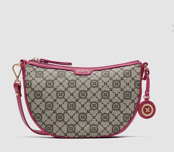 MIMCO NEW MIM GRAM Crescent Crossbody Bag Pink Adjustable Strap