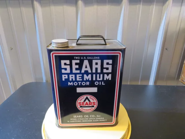 Sears Oil company Premium motor oil 2 gallon can Inv#325 Central NY company Sears Oil company Premium motor oil 2 gallon can Inv#325 Central NY company