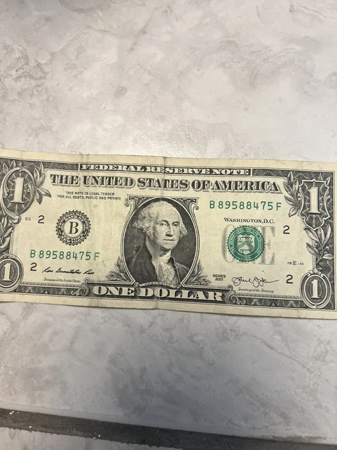 2013  1$ Larger Numbers On Face Of The Note
