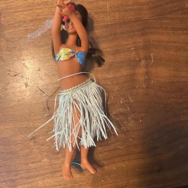 Vintage 1960s 9” Hawaiian Hula Girl Tiki Doll Aloha Grass Skirt