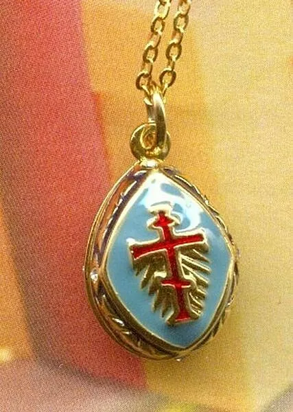 Russian Orthodox Cross Egg Pendant Charm Neckclace - Museum Store Collection