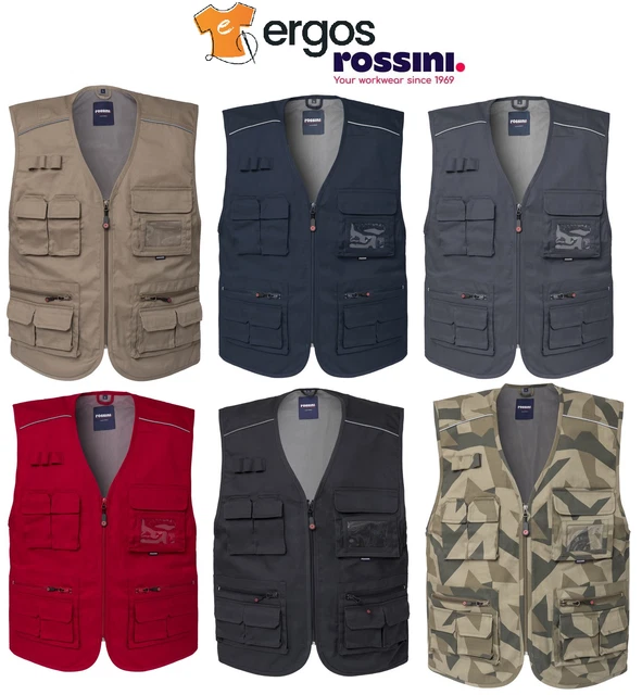 ROSSINI FLORIDA Gilet da Lavoro Multitasche Smanicato Giubbotto Estivo HH298