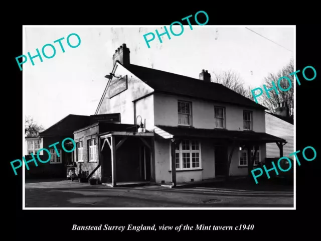 OLD POSTCARD SIZE PHOTO BANSTEAD SURREY ENGLAND THE MINT TAVERN c1940