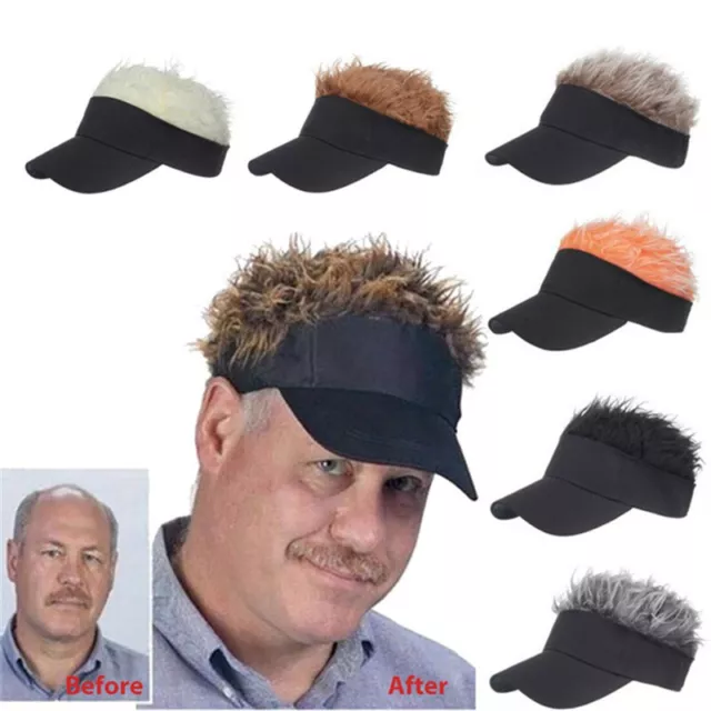 Golf Baseball Cap with Fake Hair Cap Sun Visor Fun Toupee Hats Mens Spiked UK