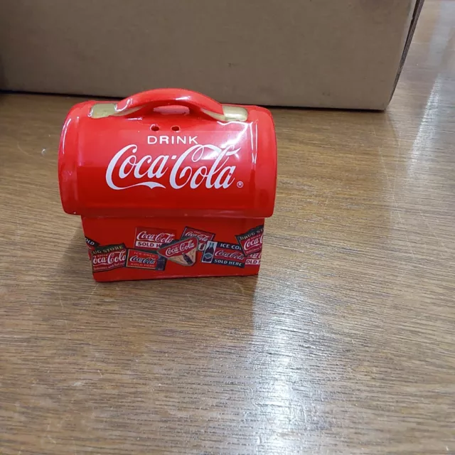 COCA-COLA Lunch Box Salt And Pepper Shakers Vintage  3.5" x 3"