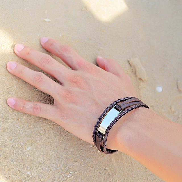 Pulsera hombre aleación curva anticaída brazaletes fáciles de llevar
