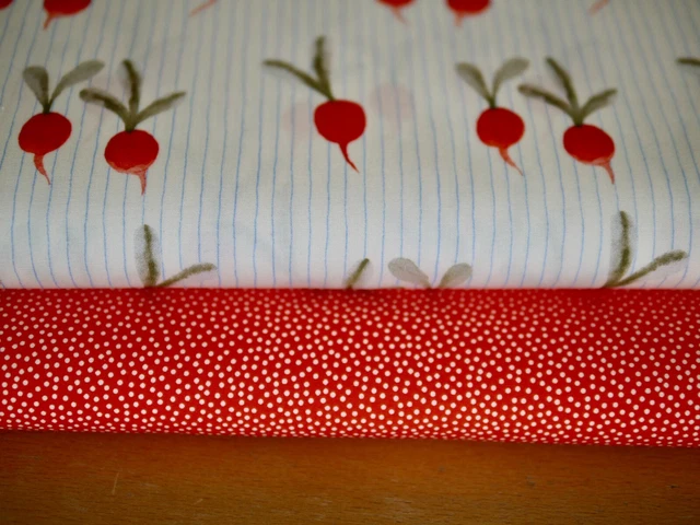 HILCO Stoffpaket Baumwollstoff Popeline EMILIE 2 x 25x150 cm Radieschen & Tupfen