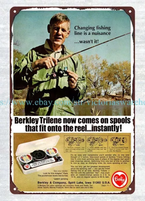 1969 Berkley & Company Trilene Fishing Line Spirit Lake Iowa metal tin sign