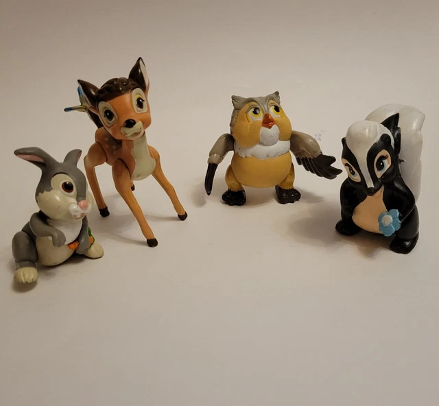 DISNEY BAMBI FOREST FRIENDS PVC SKUNK OWL RABBIT CAKE TOPPER Figure Animal toys
