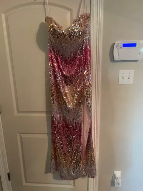 Morilee nwot floor length pink, silver, gold, fuchsia sequin formal gown size 20