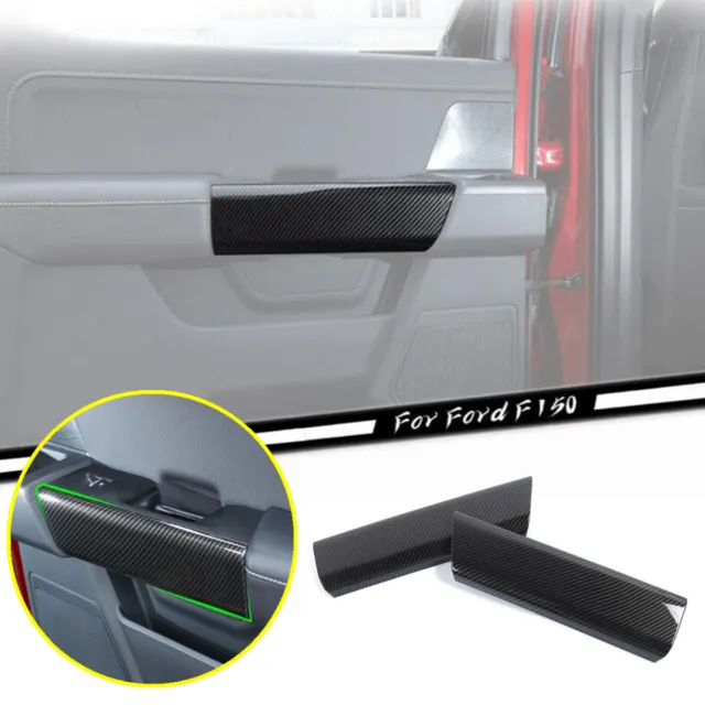 For 2021-2023 Ford F150 Carbon Fiber Interior Rear Door Handle Panel Cover Trim