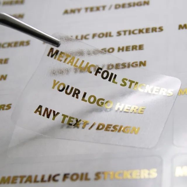 Personalised Transparent Clear Logo Stickers Custom Printed Business Foil Labels