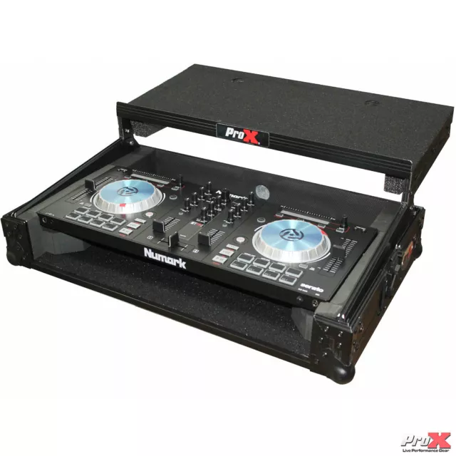 PROX ATA DJ Road Case BLACK w/Laptop Shelf for Numark Mixtrack Pro 3 Controller
