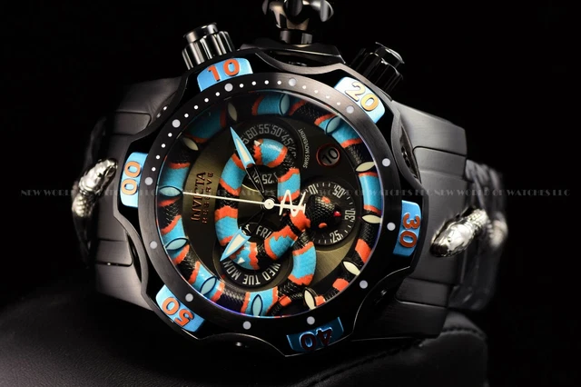 MONTRE SUISSE INVICTA 52 mm Reserve King Venom Coral Serpent Suisse Noire SS EUR 227,19 - PicClick FR