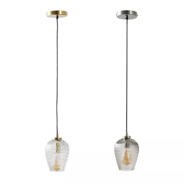 Vintage Hanging Electric Ceiling Light Fitting Glass Pendant LED Light Bulb