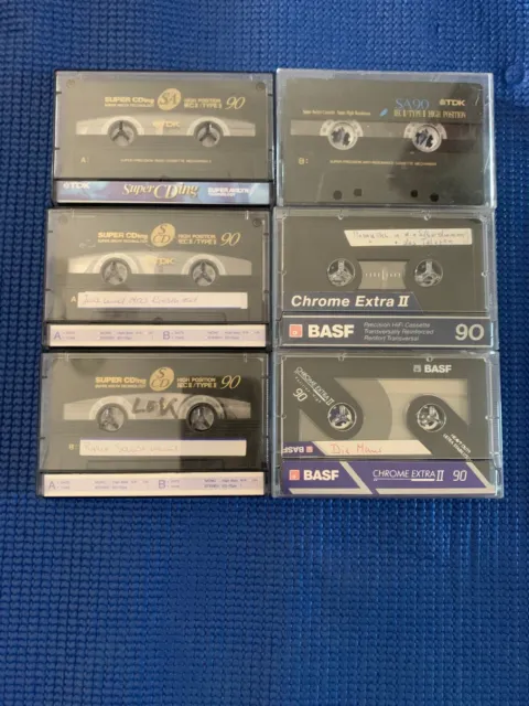 6x MC-Kassetten bespielbar, Musikkassetten BASF & TDK, 90 Min. SA, SCD, Chrome E