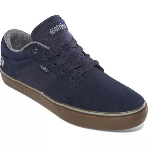 Etnies Barge LS Mens Blue Leather Lace Up Skate Shoes Trainers Size 8-13