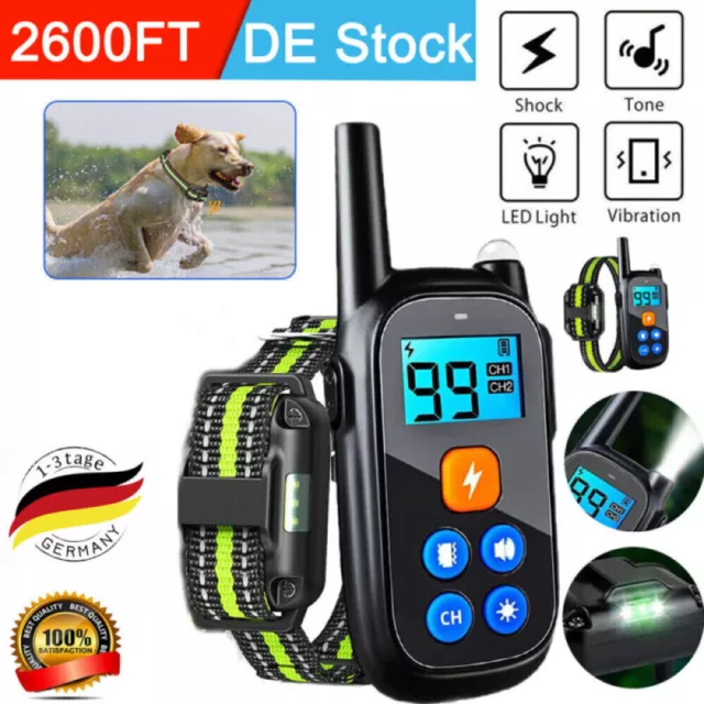 800M Remote Electric Dog Training Collar Shock Anti Bark Rechargeable Halsband