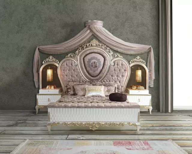 Chambre à Coucher Set Lit 2x Nachttische Design de Luxe Neuf 3tlg Moderne, Bois