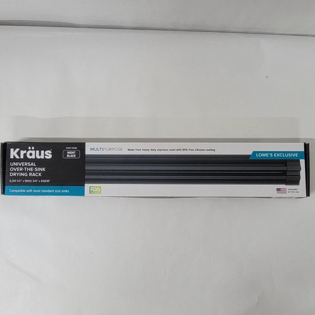 Kraus KRM-10NB BLACK Multipurpose Over-Sink Roll-Up Dish Drying Rack 20" x 12"