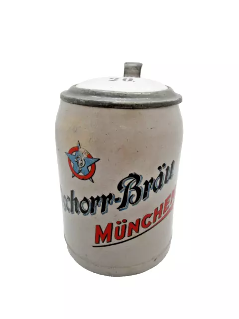 +ANTIK+ Krug / Bierkrug / Pschorr Bräu München / Porzellan Einlage Name c1910