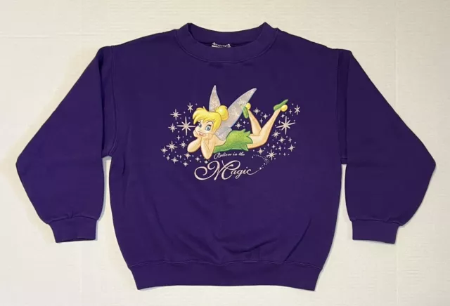 Disney Store Tinker Bell Sweatshirt Girls Medium 7 8 Purple Vintage Sweater