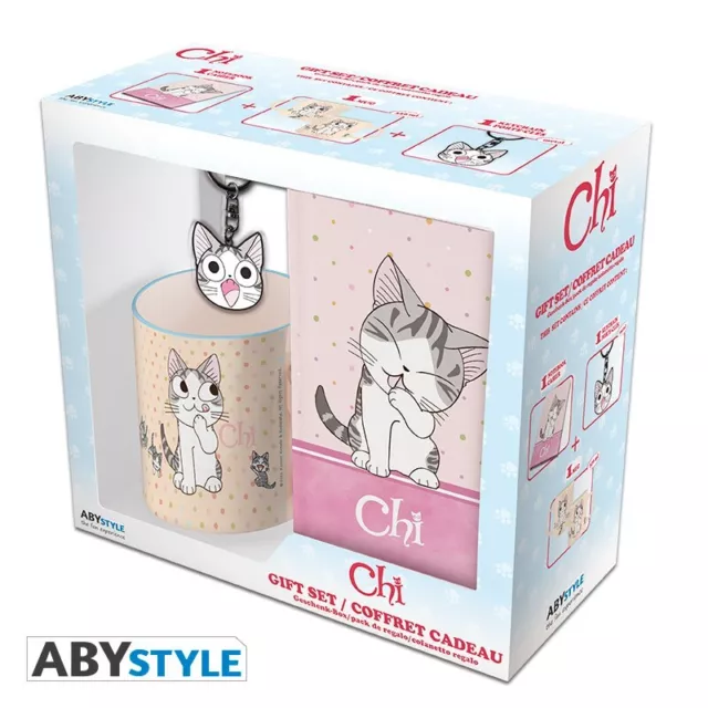 kleine Katze Chi Tasse, Schlüsselanhänger und Notizbuch Geschenkset Gift Merch