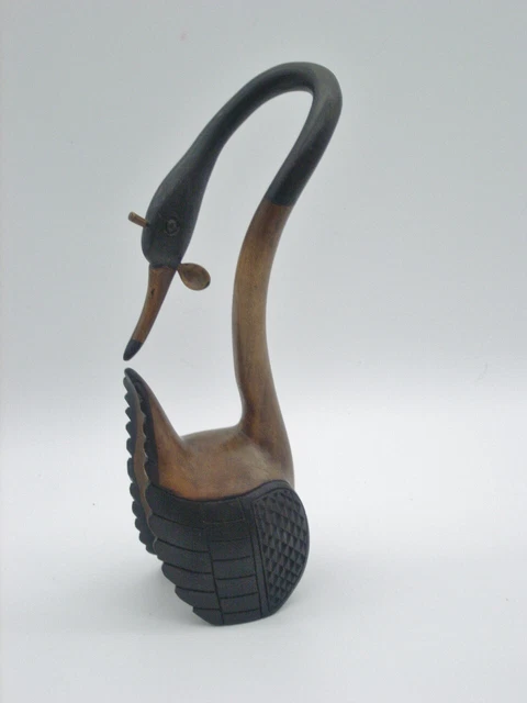 Elegant Hand Carved African Wood Goose Folk Art Signed Elepe