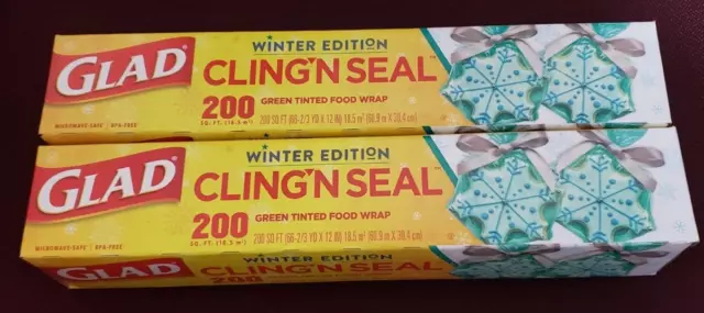 2-GLAD Cling Wrap Winter Edition Green Tinted Food Plastic Wrap