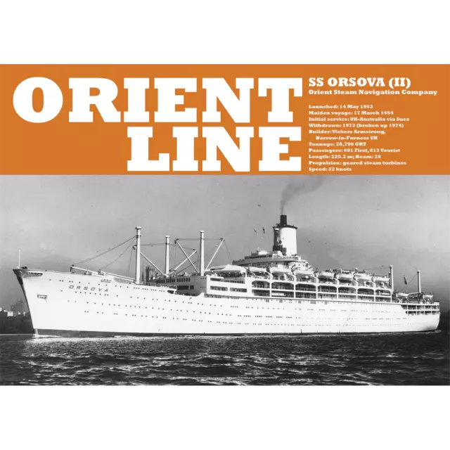 Orient Line SS Orsova Art Print - Passenger Liner 1954-73 Ship - 4 sizes poster