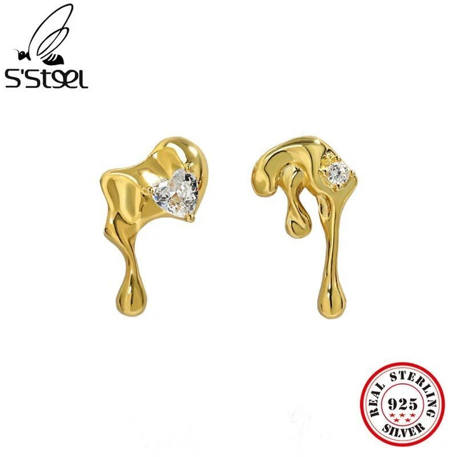 925 Sterling Silver Stud Earrings Korean Unusual Design Luxury Jewelry For Women