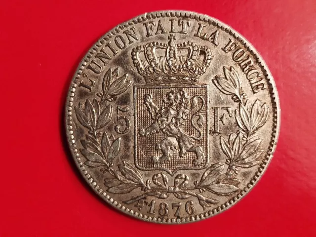 1 pièce de 5 Francs Belge en argent Leopold2 1876