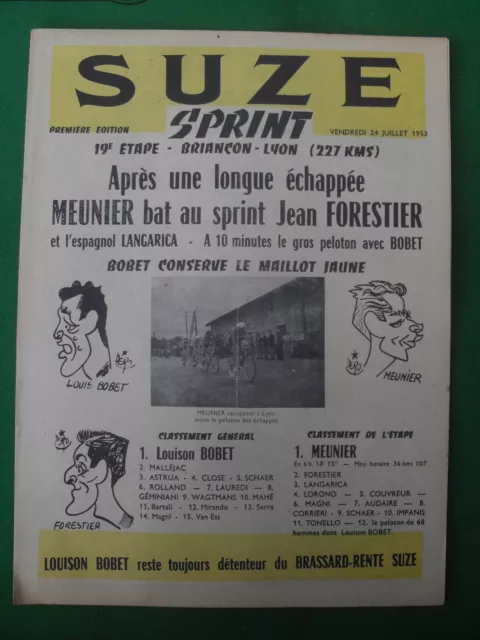 Tract Distribuer Sur La Route Du Tour De  France " Suze Sprint " 24 Juillet 1953