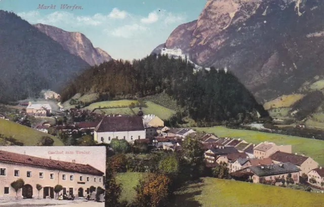 AK Markt Werfen Gasthof zum Tiroler Salzburger Land Lithographie Tal um 1925