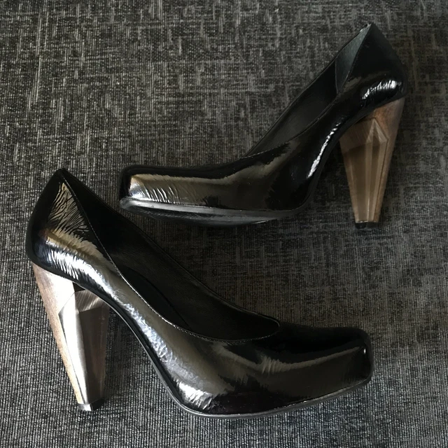 Topshop Angel heeled court shoe in patent red croc