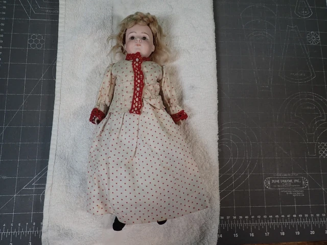 Antique Kestner? 12 Inch Closed Mouth Bisque Head Doll Bulging Eyes