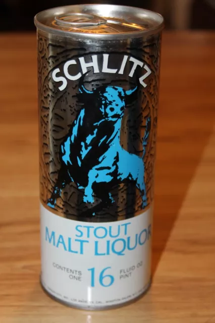 1973 Schlitz Stout Malt Liquor 16oz Wide Seam Beer Can-Bottom Opened