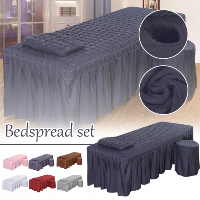 Padded Beauty Massage Bed Cover Table Sheet with Hole Soft SPA Bed Cover Skirt 2