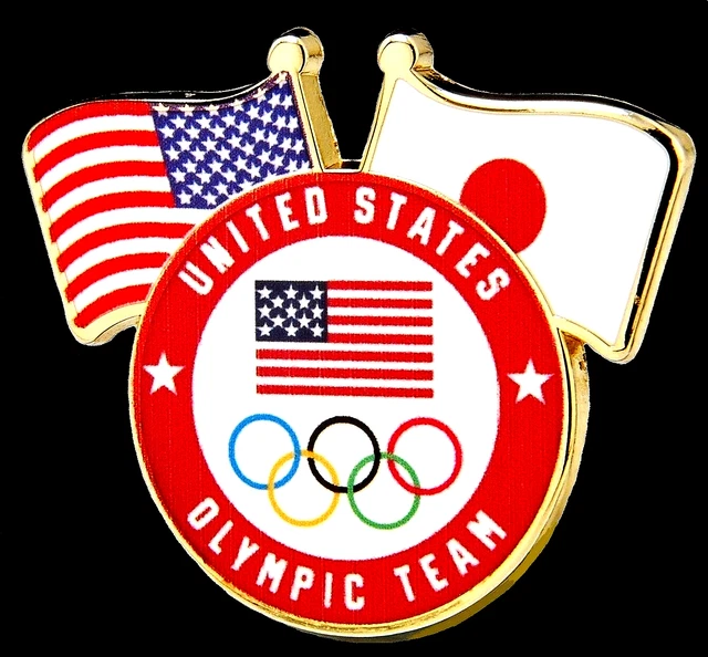 ON CARD...OFFICIAL TOKYO 2020 Japan Olympic Games Team Usa Dual Flags