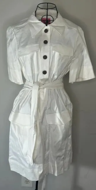 NWT Kate Spade New York Womens Shirt Dress White 8 Utility Fresh Short Sleeve