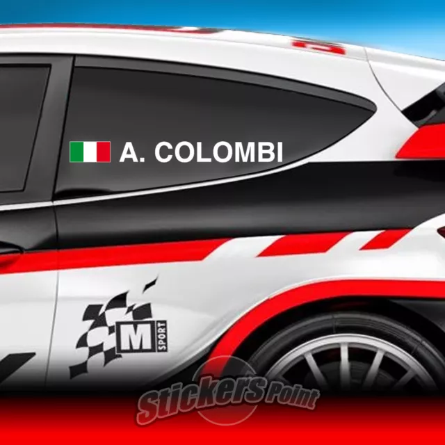 2 ADESIVI NOME PILOTA rally auto corsa stickers flag tuning EUR 5,90 -  PicClick IT