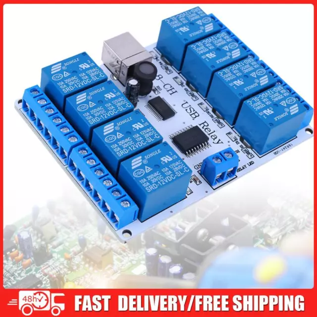 8 Channel USB Controller Switch Relay Module DC 12V 300mA for Smart Home