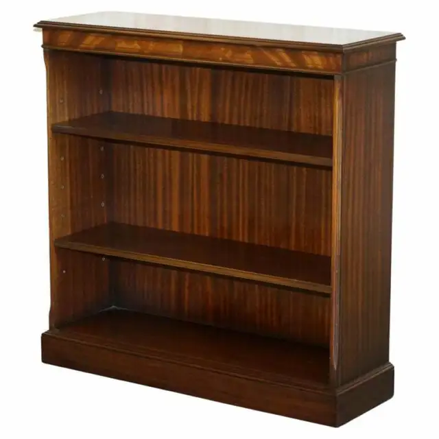 Lovely Vintage Bevan Funnell Flamed Mahogany Dwarf Open Library Bookcase